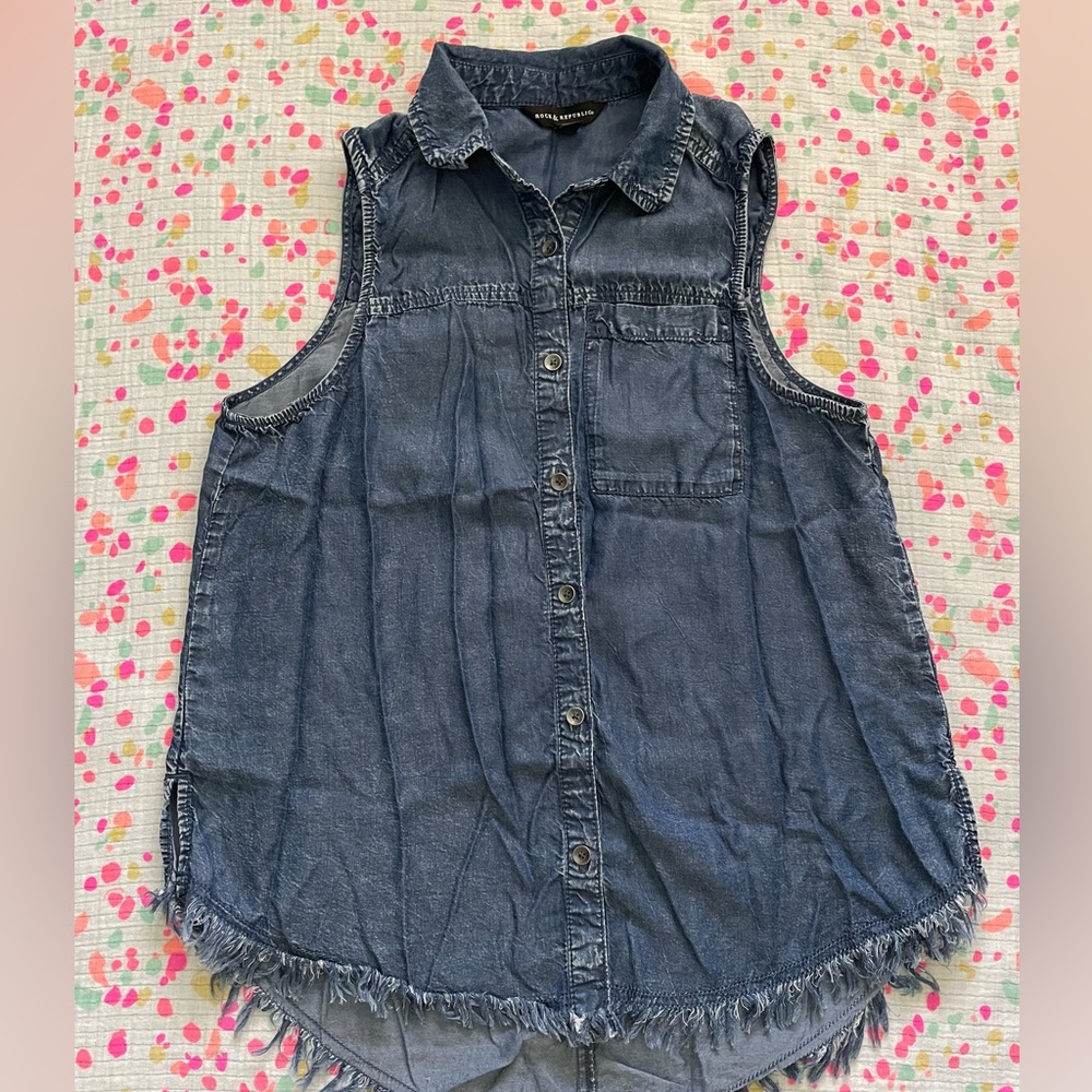 Rock Republic Women Button Down Shirt Sleeveless Size S